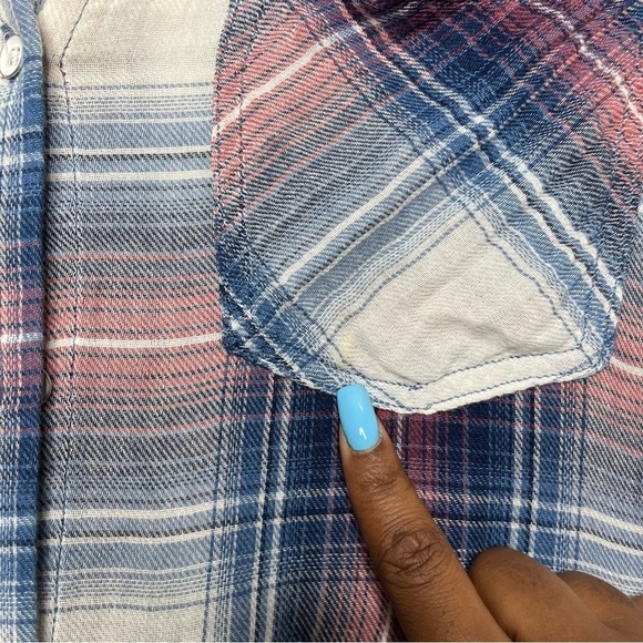 Bella Dahl Women Button‎ Down Shirt Small Lightweight Plaid Frayed him July 4 - Picture 6 of 11